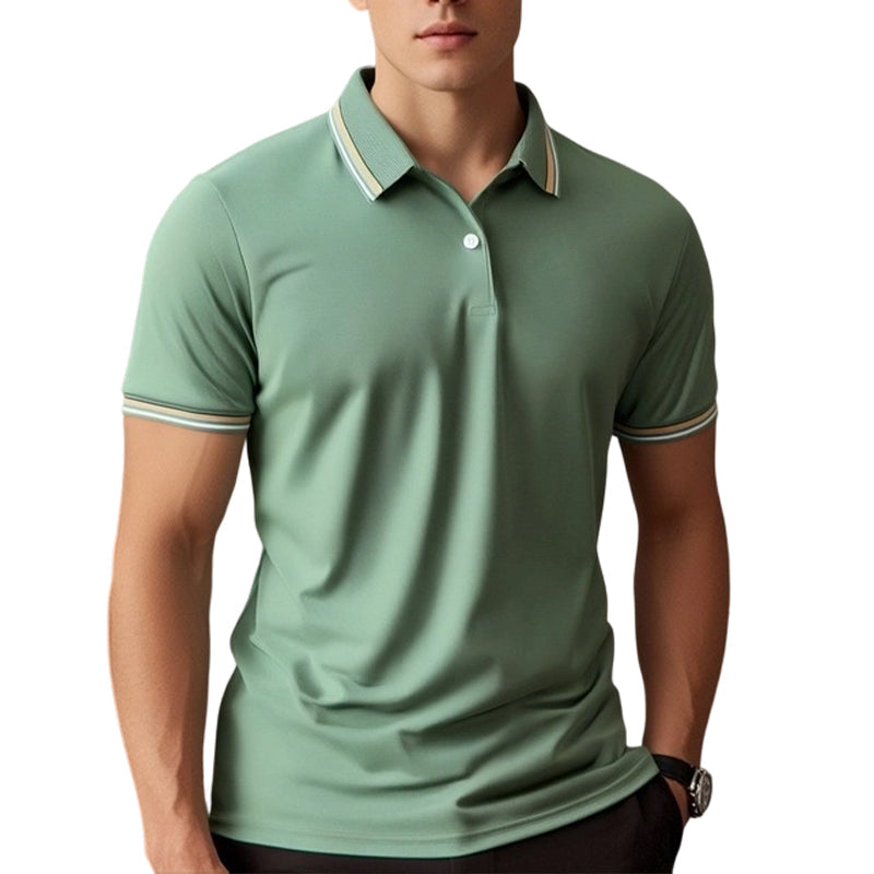 🎁2026 New Arrivals 50% OFF💥Men Fashion Contrast Lapel Quick Drying Short Sleeve T-Shirt