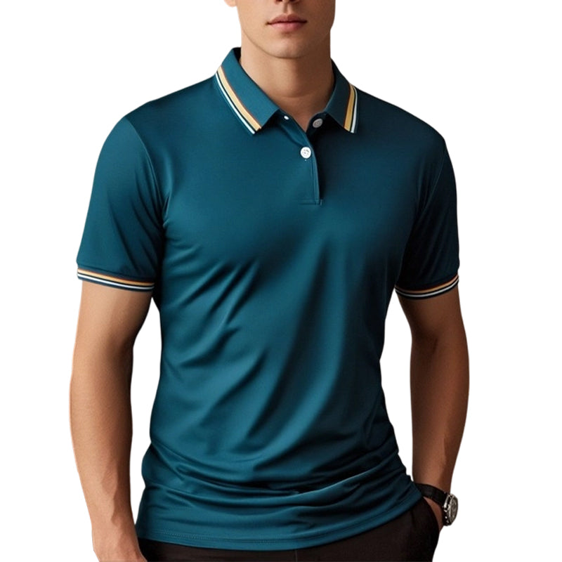 🎁2026 New Arrivals 50% OFF💥Men Fashion Contrast Lapel Quick Drying Short Sleeve T-Shirt