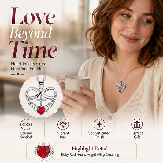 🎁2026 New Arrivals 50% OFF💥Infinity Heart Cross Necklace with Wing Pendant – Faith & Eternal Love ✨