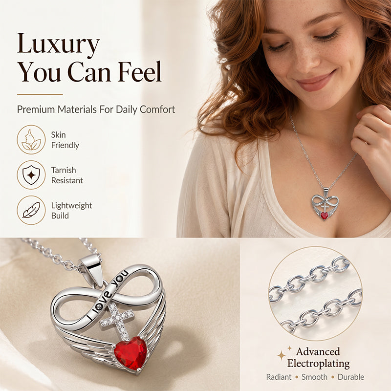 🎁2026 New Arrivals 50% OFF💥Infinity Heart Cross Necklace with Wing Pendant – Faith & Eternal Love ✨