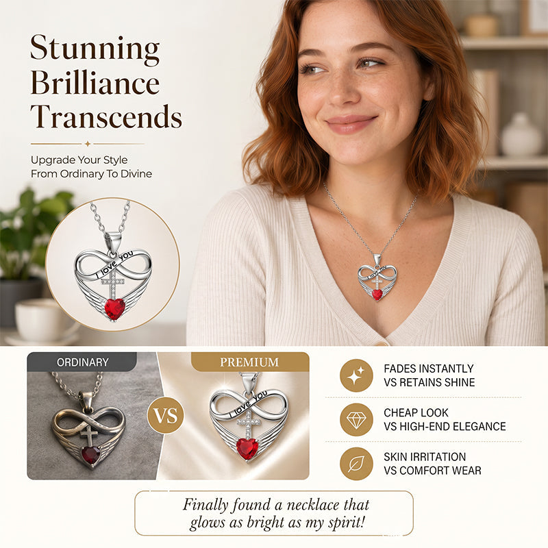 🎁2026 New Arrivals 50% OFF💥Infinity Heart Cross Necklace with Wing Pendant – Faith & Eternal Love ✨