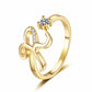 Adjustable Sparkle Initial Ring for Women