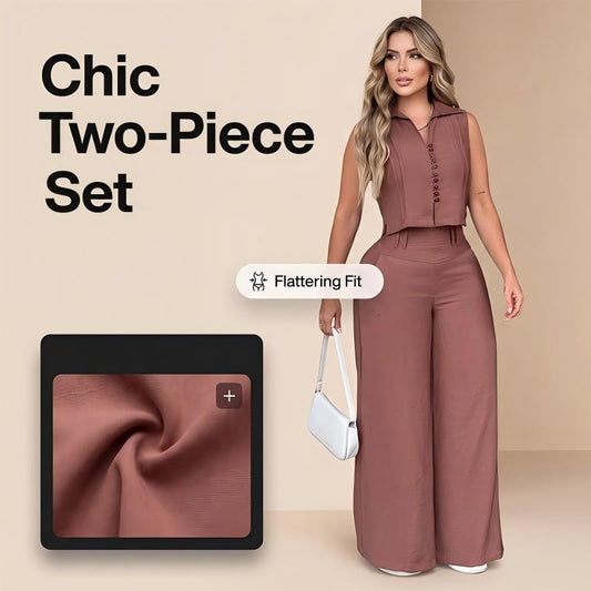 Women's Sleeveless Top & Trousers 2-Piece Set 👚👖 A Breezy, Put-Together Look for Sun-Soaked Days ✨