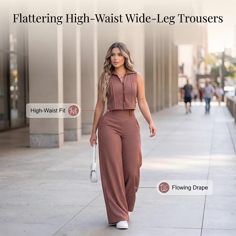 Women's Sleeveless Top & Trousers 2-Piece Set 👚👖 A Breezy, Put-Together Look for Sun-Soaked Days ✨