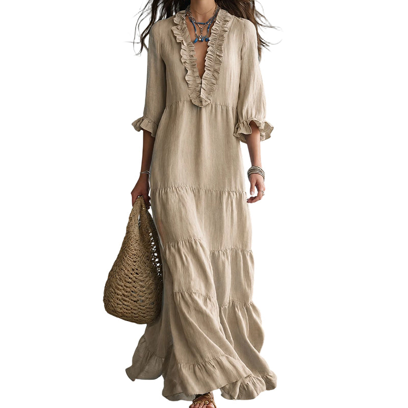 👗🌸✨ 50% OFF! Square Neck Swing Dress – Hides tummy, flatters curves.