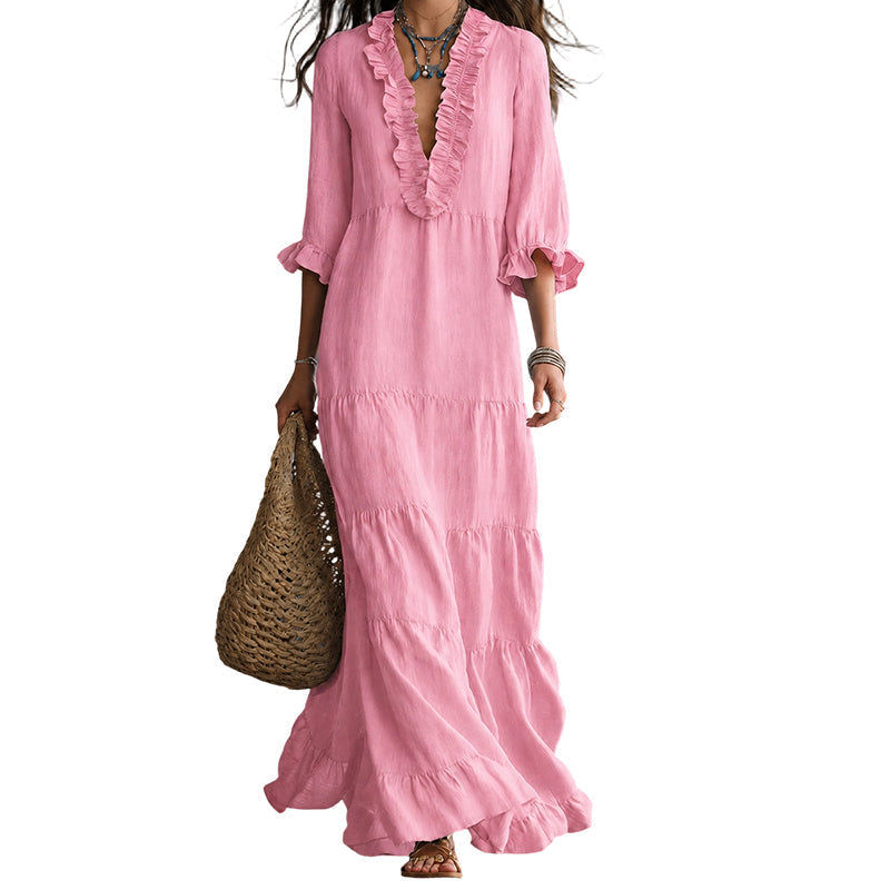 👗🌸✨ 50% OFF! Square Neck Swing Dress – Hides tummy, flatters curves.