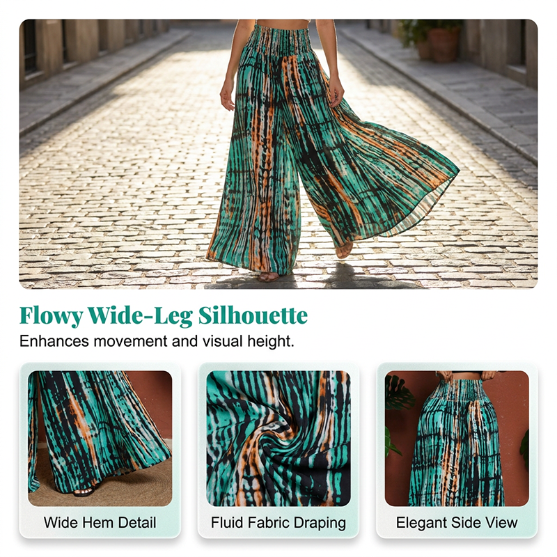🌸 50% OFF NOW! 🌸Women's Smocked High-Waist Wide-Leg Trousers 👖 Cinched Comfort, Flowing Freedom