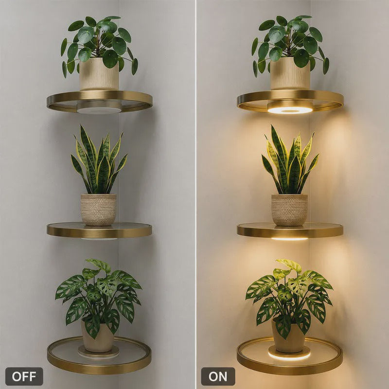 🎉 2026 Sale — Over 27,000 Sold! 🪴 Floating Wall Shelf with Built-in Ambient LED Light – Modern Plant Display 💛