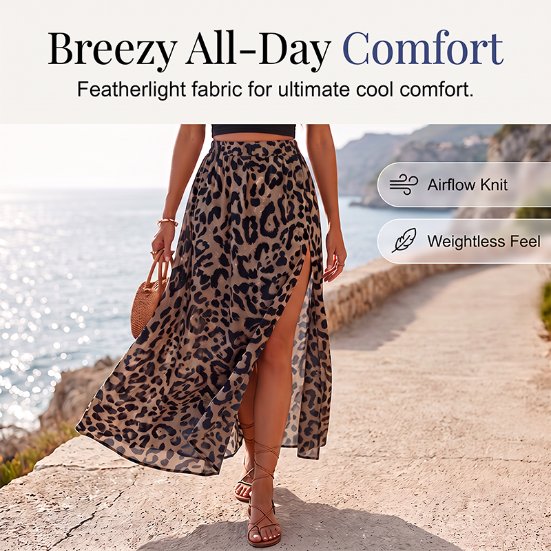 🌸 50% OFF NOW! 🌸Women's Leopard Print High Split Maxi Skirt