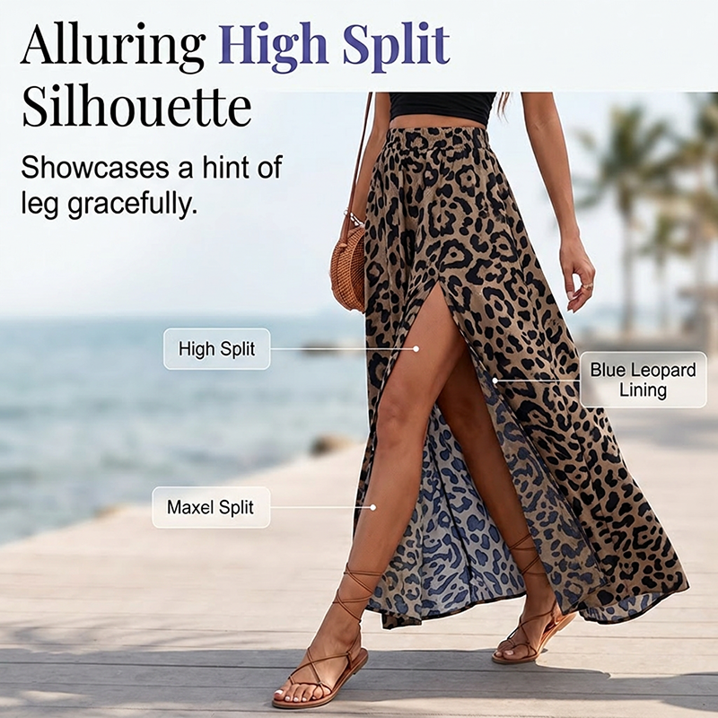 🌸 50% OFF NOW! 🌸Women's Leopard Print High Split Maxi Skirt