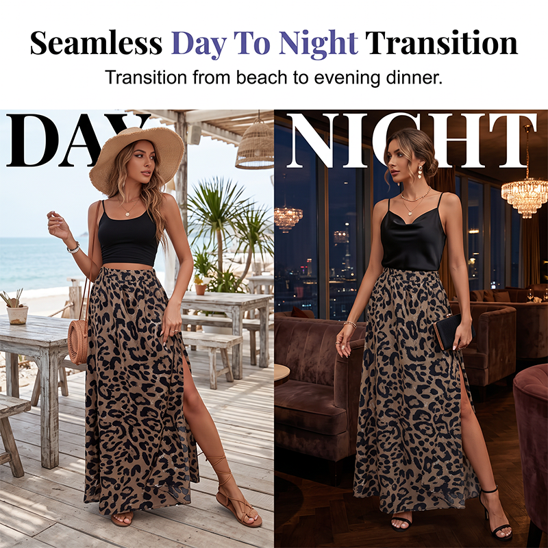 🌸 50% OFF NOW! 🌸Women's Leopard Print High Split Maxi Skirt
