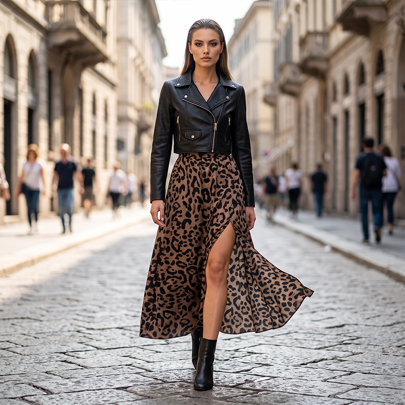 🌸 50% OFF NOW! 🌸Women's Leopard Print High Split Maxi Skirt