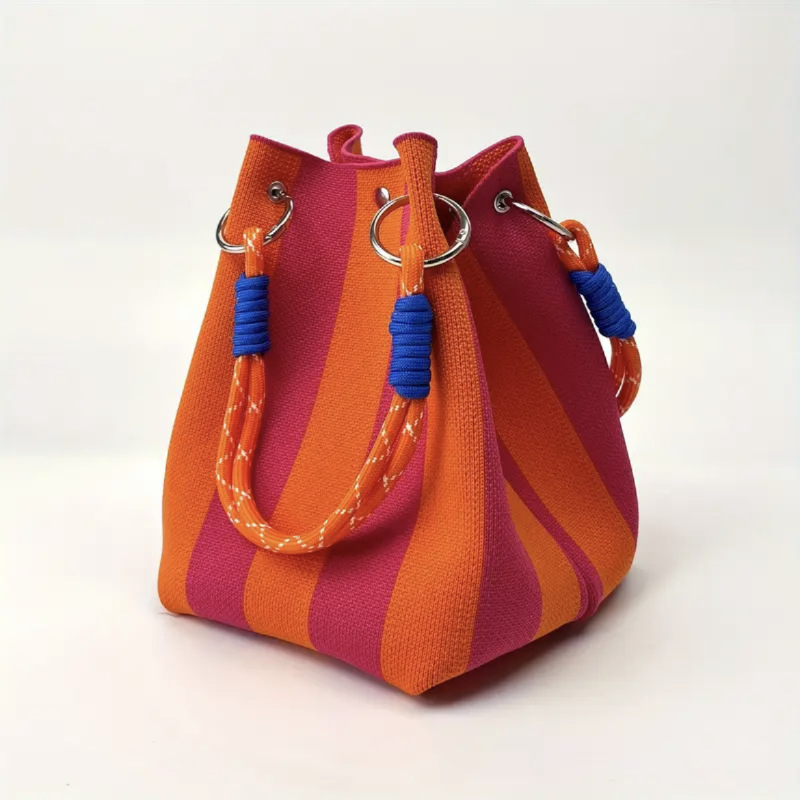 ⏳Limited-time 59% off⏰Striped Knit Bucket Handbag👜