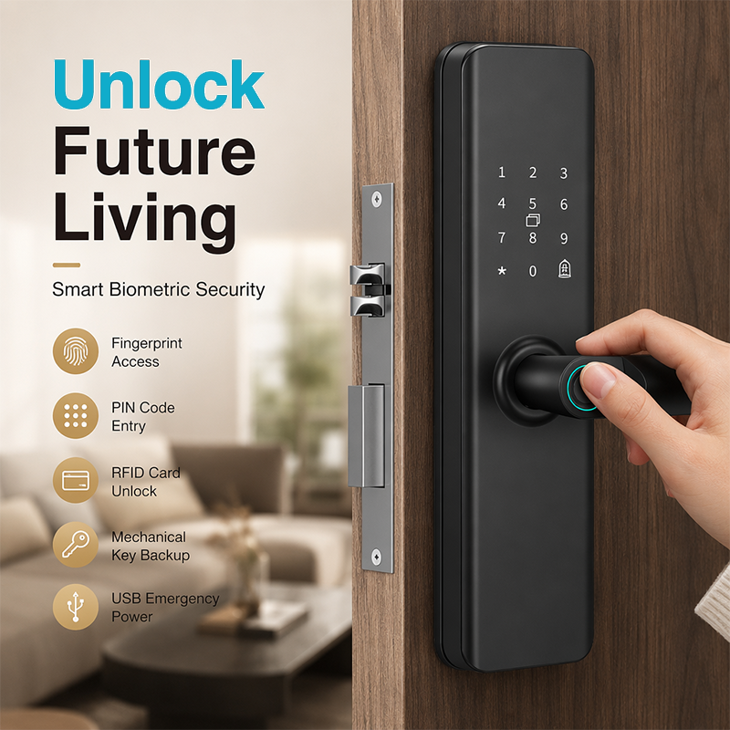 ⏳🔥LIMITED-TIME 50% OFF! ⏰Smart Fingerprint Door Lock for Indoor Wooden Doors No Drilling Needed