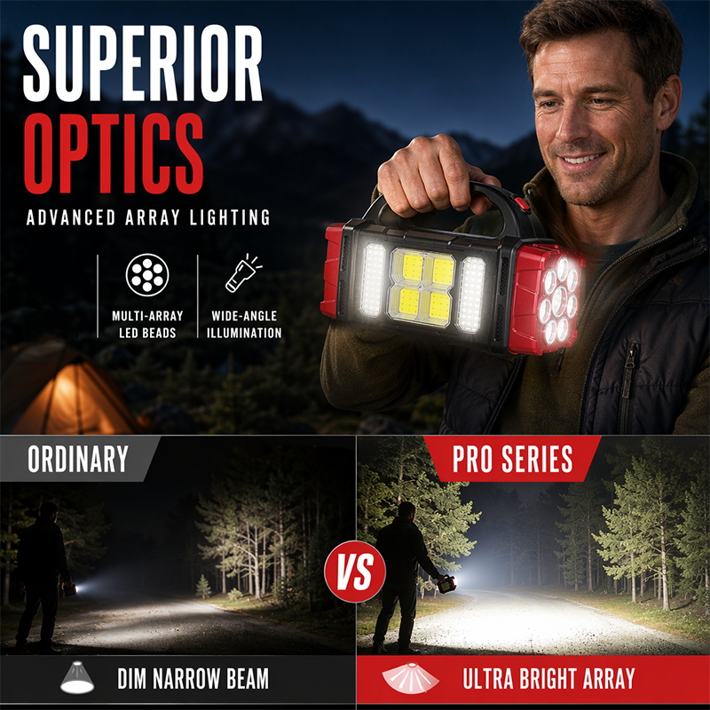 High Power LED Flashlights Camping Torch Work Light Charge 2-In-1 Solar Powered 4LED High Brightness Rechargeable Flashlight Portable Design 4 Lighting Modes USB Charging Suitable for Hiking Outdoor Exploration & Emergency Use