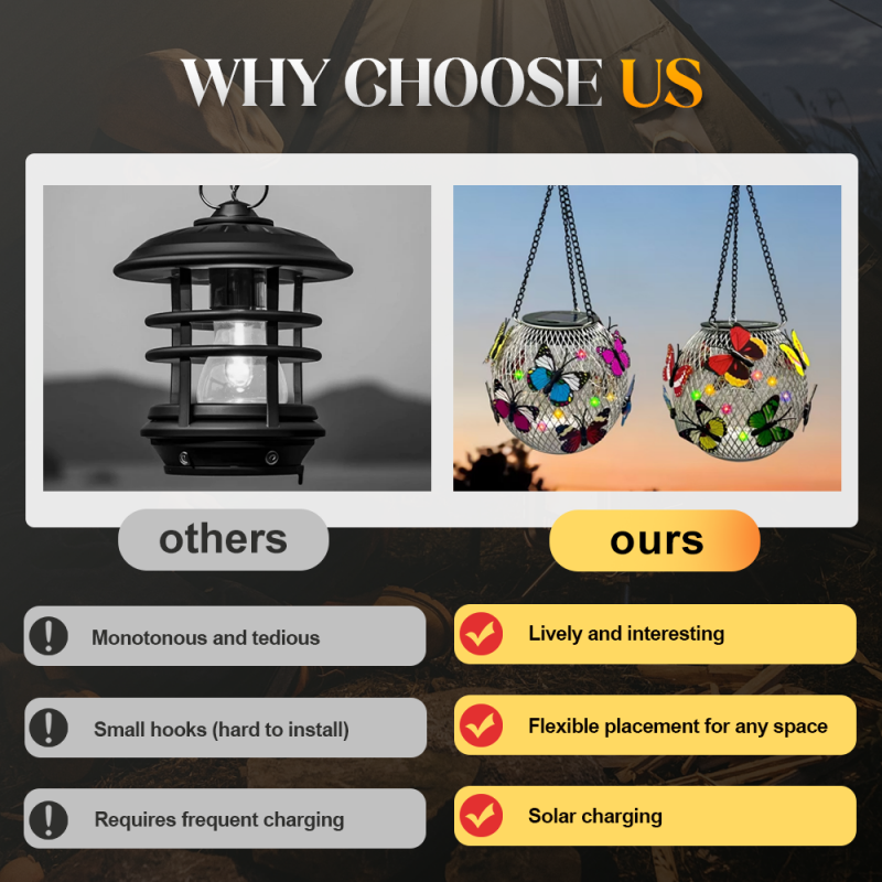 🎁2026 New Arrivals 50% OFF💥Solar Iron Lantern with Butterfly Motif – Weatherproof, Bright & Decorative, Perfect for Garden, Patio & Balcony ☀️✨