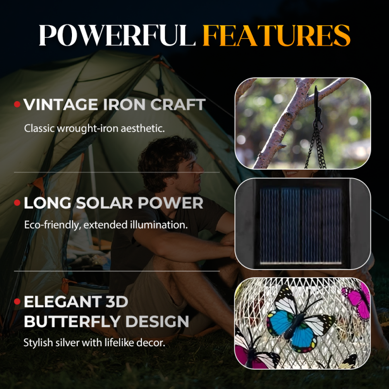 🎁2026 New Arrivals 50% OFF💥Solar Iron Lantern with Butterfly Motif – Weatherproof, Bright & Decorative, Perfect for Garden, Patio & Balcony ☀️✨