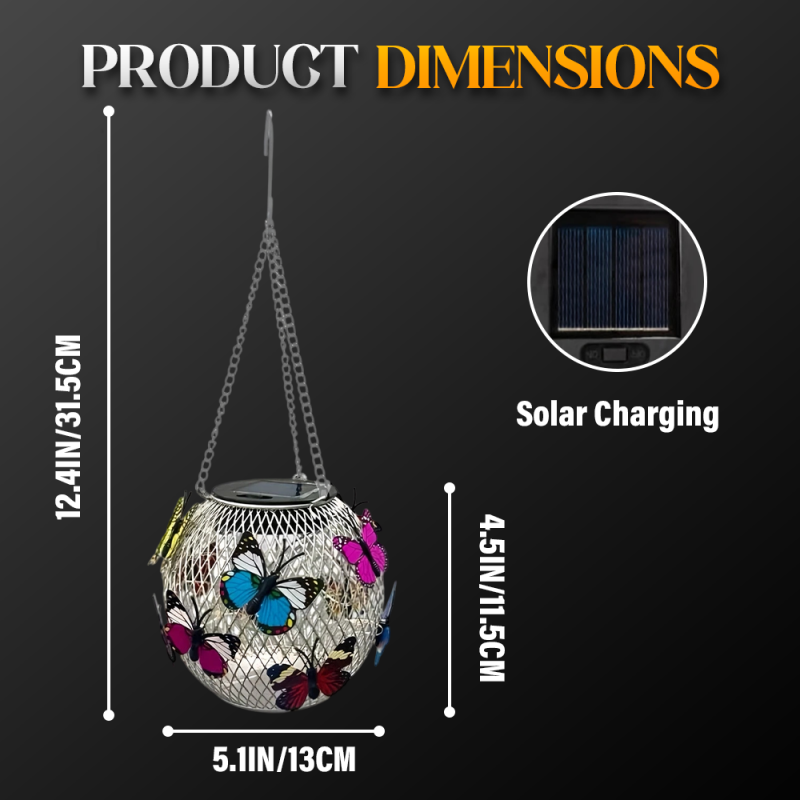 🎁2026 New Arrivals 50% OFF💥Solar Iron Lantern with Butterfly Motif – Weatherproof, Bright & Decorative, Perfect for Garden, Patio & Balcony ☀️✨