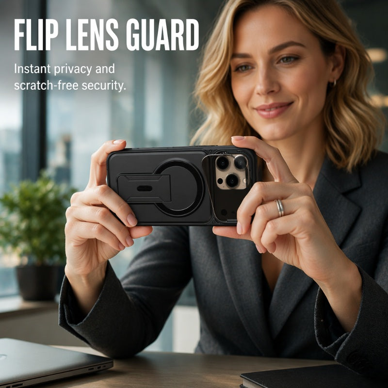 ⏳🔥LIMITED-TIME 50% OFF! ⏰Magnetic Phone Case with Flip Lens Cover and Invisible Kickstand