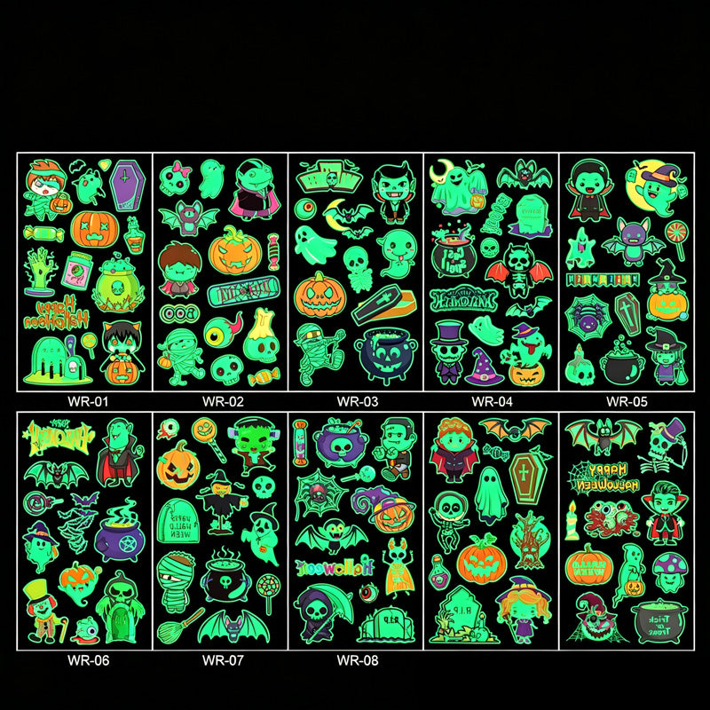 📢📢50% OFF !! ⏰ Light Up Your Halloween Look! Glow-in-the-Dark Temporary Tattoos | Waterproof & Fun Party Accessories