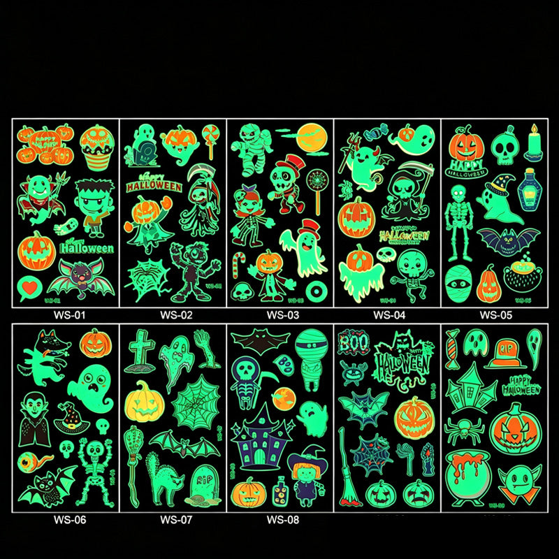 📢📢50% OFF !! ⏰ Light Up Your Halloween Look! Glow-in-the-Dark Temporary Tattoos | Waterproof & Fun Party Accessories
