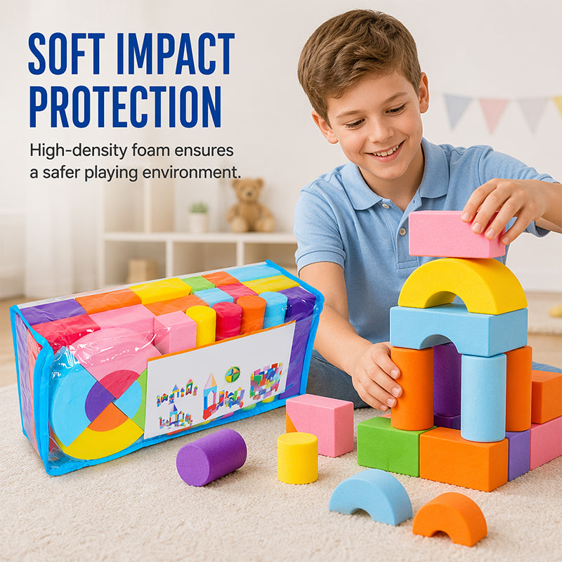 📢📢 50% OFF !! ⏰ Kids' Soft EVA Foam Building Blocks Set – Lightweight, Safe & Perfect for Creative Play 🧱✨