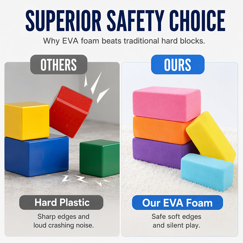 📢📢 50% OFF !! ⏰ Kids' Soft EVA Foam Building Blocks Set – Lightweight, Safe & Perfect for Creative Play 🧱✨