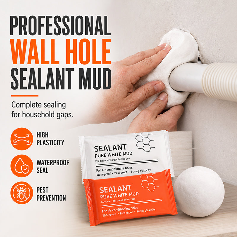 🧱 Waterproof Wall Hole Sealing Clay for Air Conditioner Pipes — 6-Pack Moldable Sealant Putty for Pipe Gaps & Wall Holes | Tool-Free Application