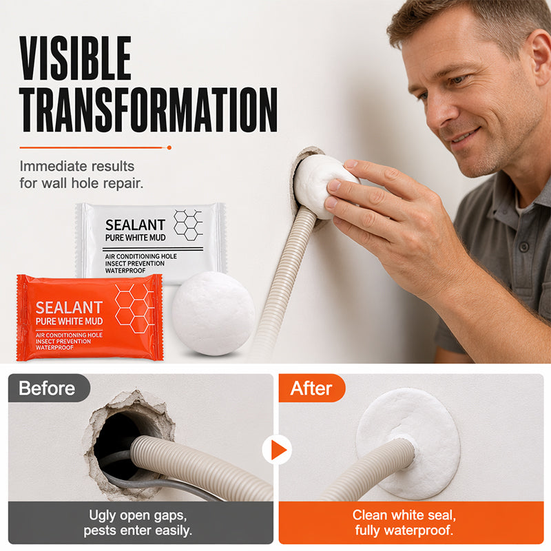 🧱 Waterproof Wall Hole Sealing Clay for Air Conditioner Pipes — 6-Pack Moldable Sealant Putty for Pipe Gaps & Wall Holes | Tool-Free Application