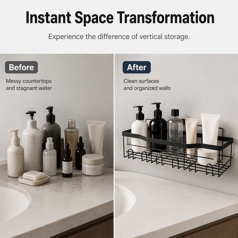 Drill-Free Bathroom Shelf Set