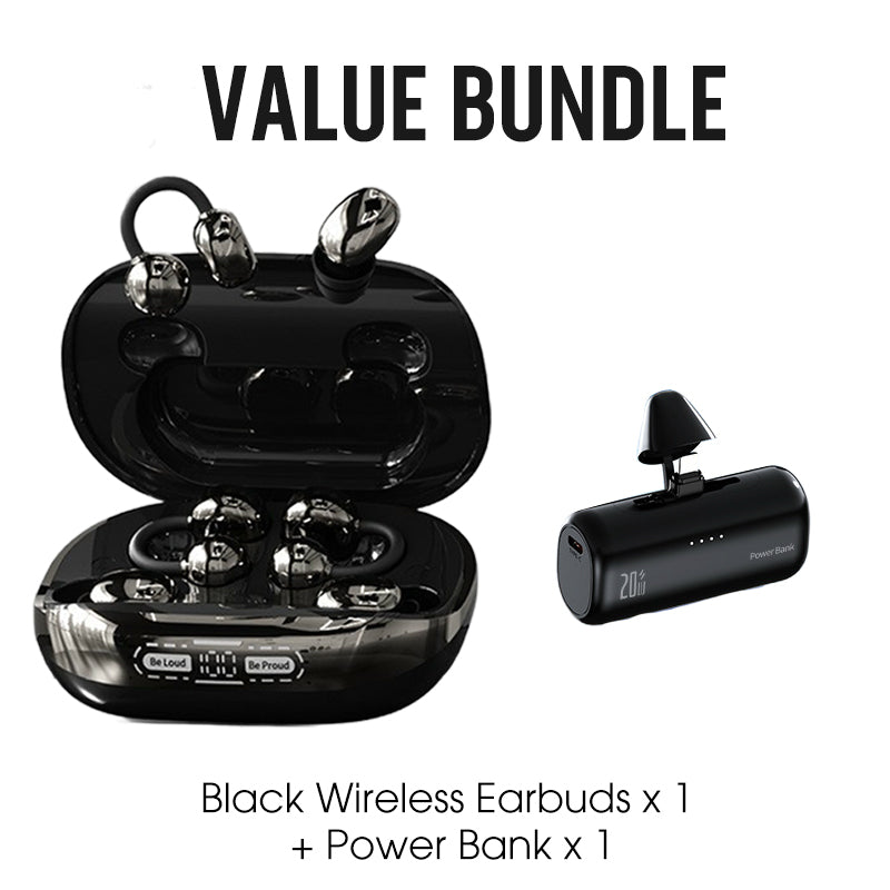 Bluetooth 6.0 Clip-On & In-Ear Wireless Earbuds