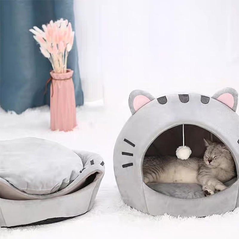 ⛺🛋️ 50% OFF! 🐾2-in-1 Pet Tent & Bed – Convertible cat cave with removable cushion, spacious for cats & small dogs.
