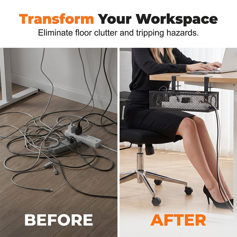 ⏰Under Desk Cable Organizer