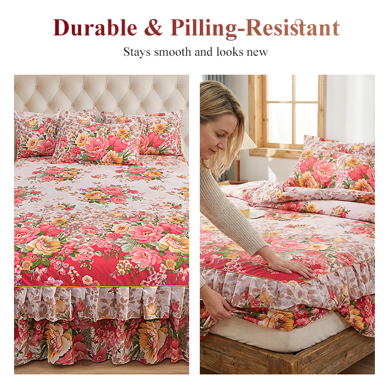⏳Limited-time 50% off⏰Floral Ruffled Bed Skirt, 3-Piece Set – Easy Bedroom Upgrade🛏️