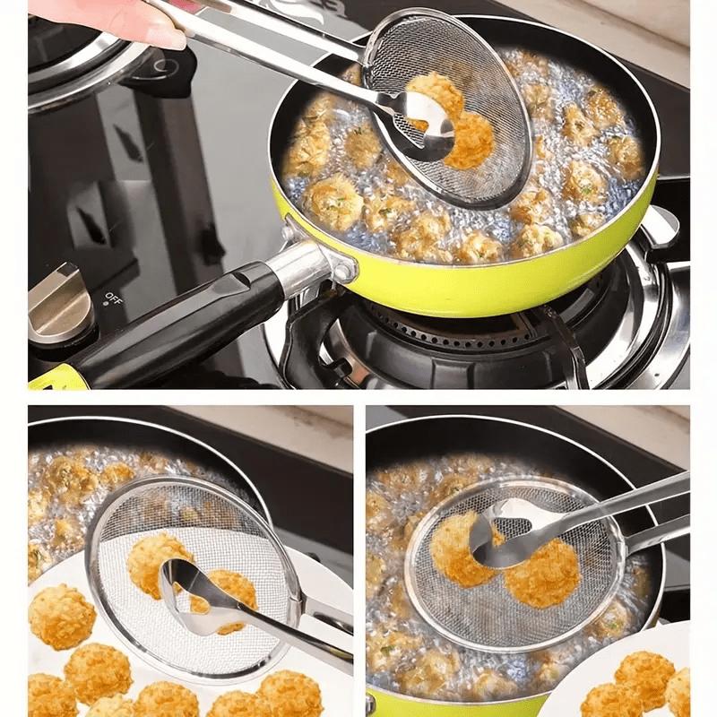 ⏳Limited-time 50% off⏰2-in-1 Stainless Steel Food Tongs & Oil Strainer🥄🥢
