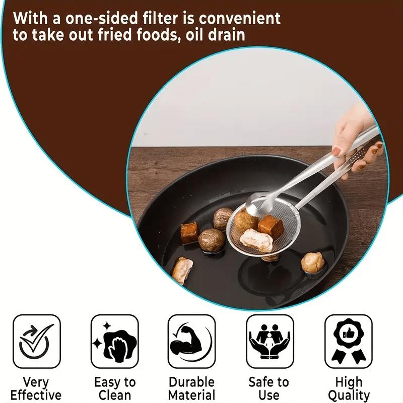 ⏳Limited-time 50% off⏰2-in-1 Stainless Steel Food Tongs & Oil Strainer🥄🥢