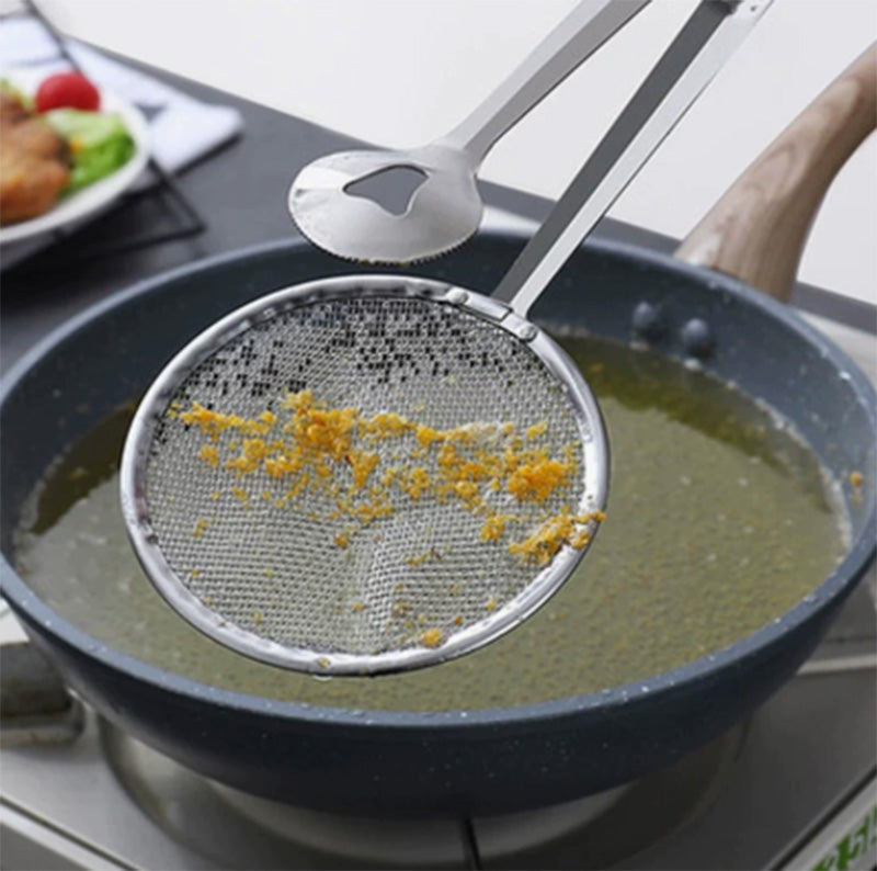 ⏳Limited-time 50% off⏰2-in-1 Stainless Steel Food Tongs & Oil Strainer🥄🥢