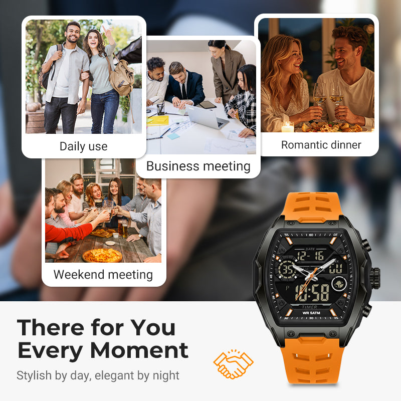 ⌚ Men's Dual Display Sports Watch – Analog-Digital Watch with Luminous Dial