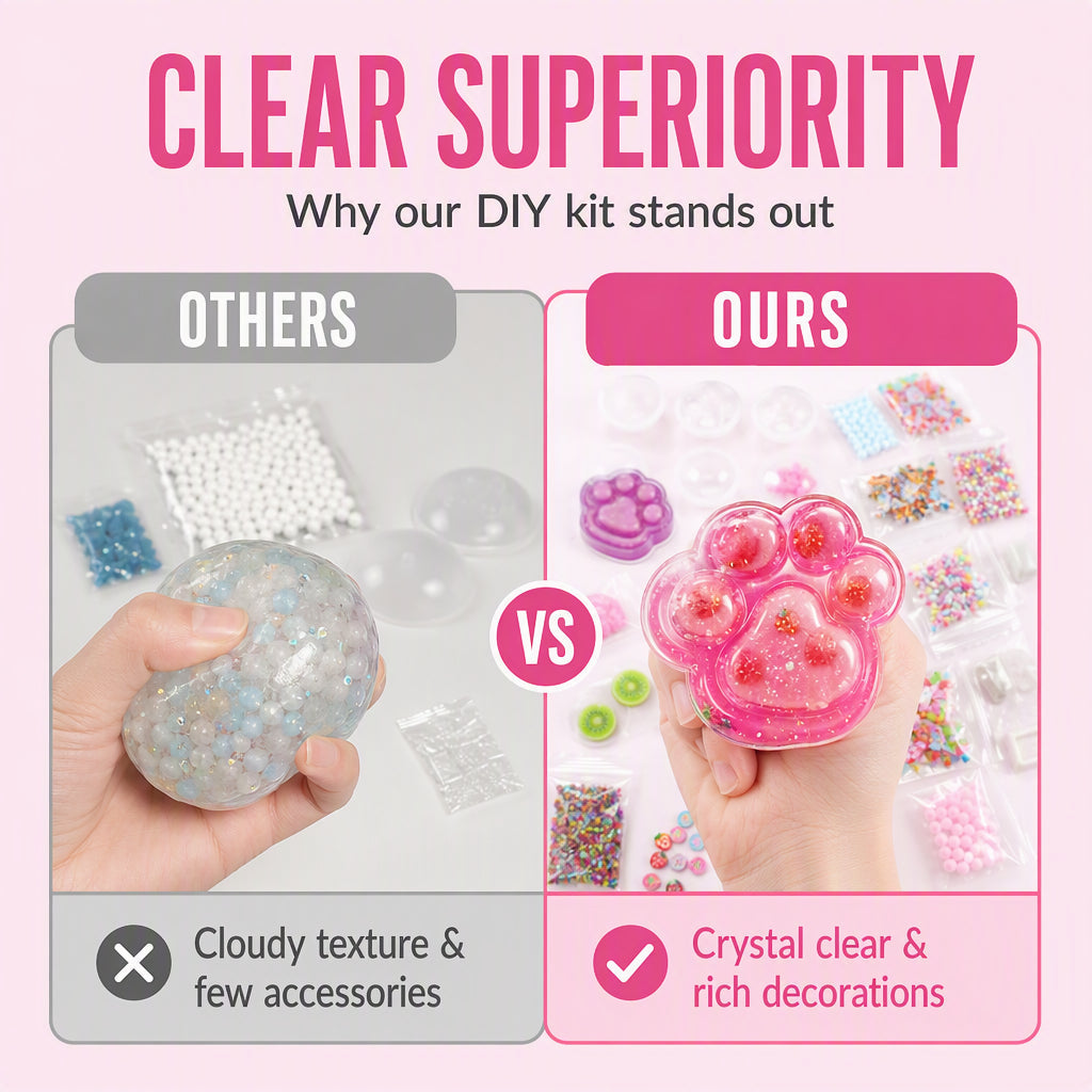 🐱50% OFF NOW! DIY Squishy Toy Kit‑Cat‑Paw Fried Ice Handmade Squeeze Toy Set, Tactile Jelly Rebound Craft Kit, Fun Stress‑Relief DIY Toy for Kids Age 6+