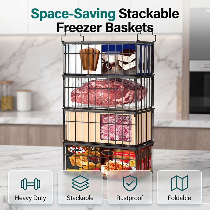 Stackable Wire Freezer Organizer Baskets