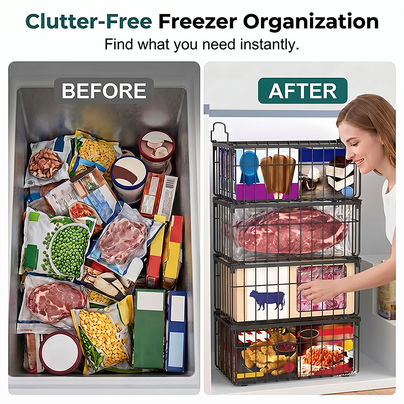 Stackable Wire Freezer Organizer Baskets
