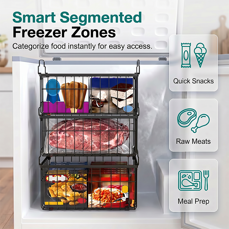 Stackable Wire Freezer Organizer Baskets