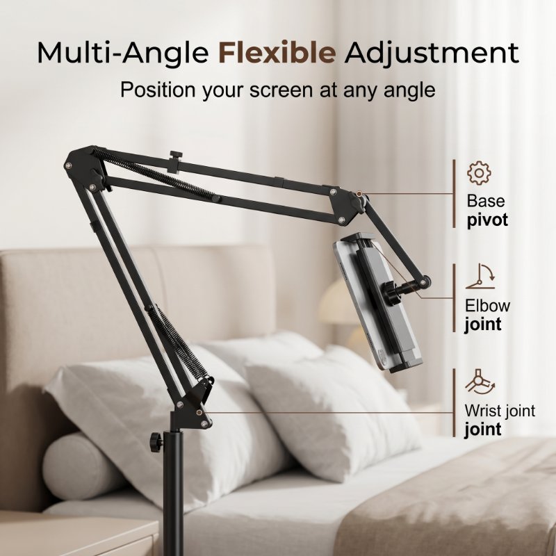 🛏️ Magnetic Bedside Tablet Stand with Hidden Mattress Base