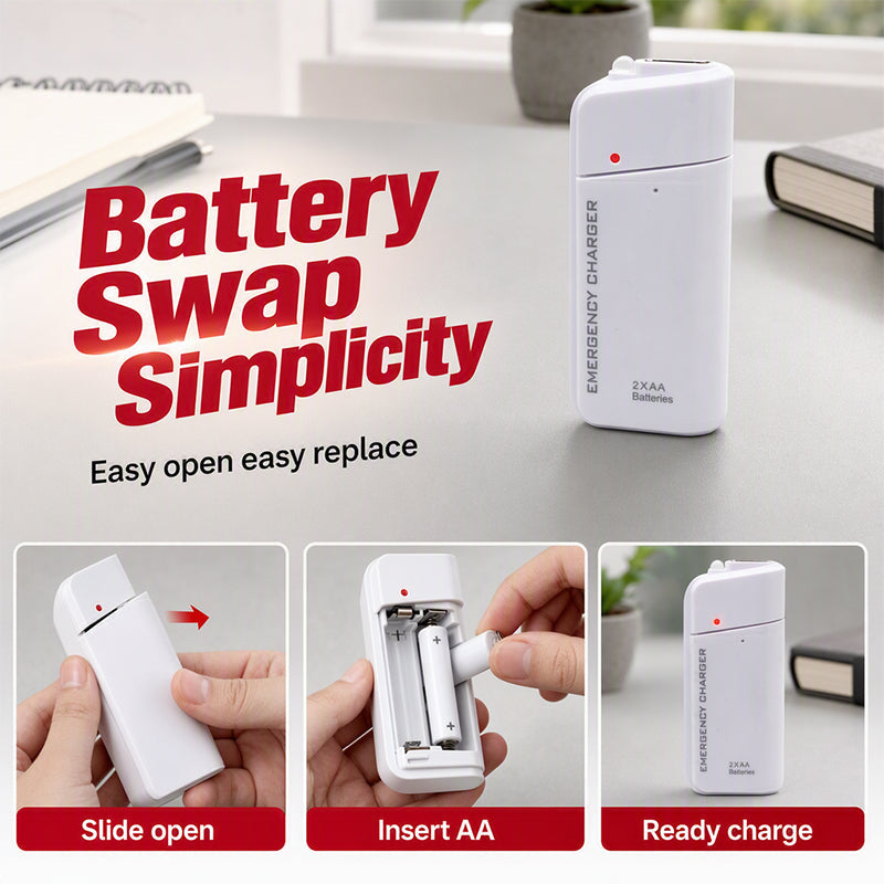 ⚡Buy 1 Get 1 Free⚡Portable Emergency Phone Charger AA Battery Powered Power Bank with LED Flashlight
