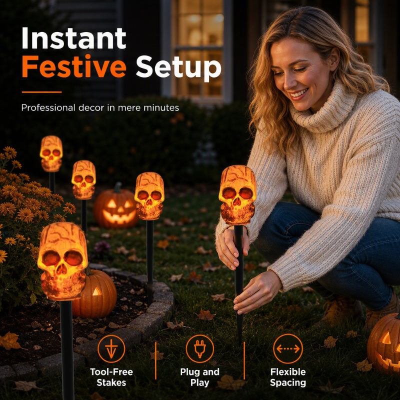 ⏳🔥LIMITED-TIME 50% OFF! ⏰Halloween Solar Skull Stake Lights