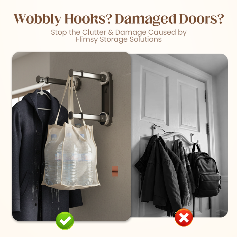 🏠 Foldable Telescopic Suction-Cup Hanger Rack – No-Drill Retractable Clothes Drying Pole