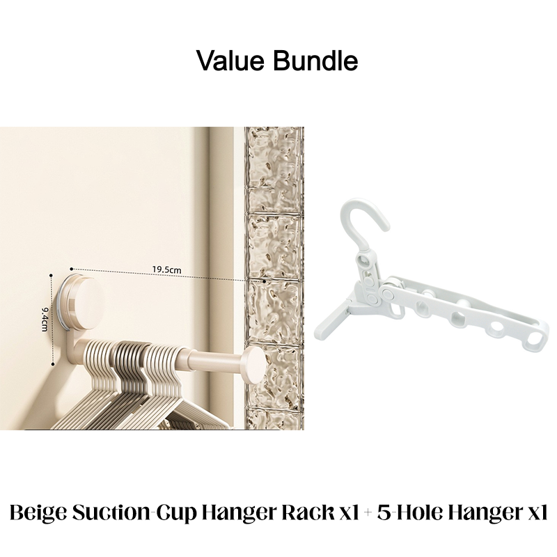 🏠 Foldable Telescopic Suction-Cup Hanger Rack – No-Drill Retractable Clothes Drying Pole