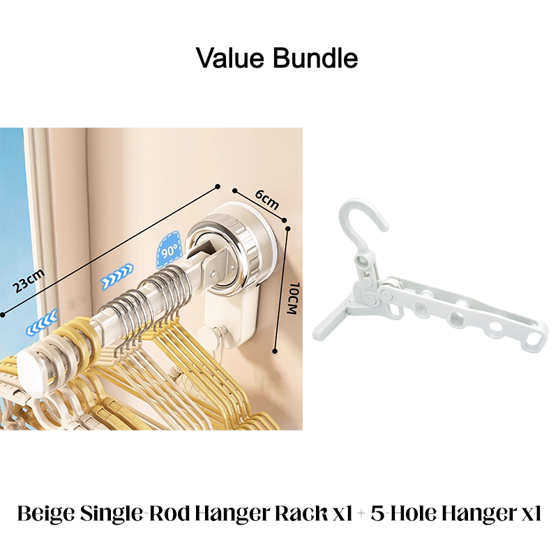 🏠 Foldable Telescopic Suction-Cup Hanger Rack – No-Drill Retractable Clothes Drying Pole