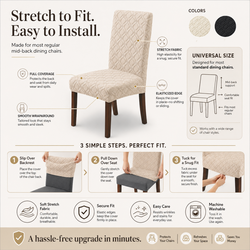 ⏳🔥LIMITED-TIME 50% OFF! ⏰🏡Universal Stretch Chair Seat Covers – Stain‑Resistant, Non‑Slip, Washable Home Decor 🪑
