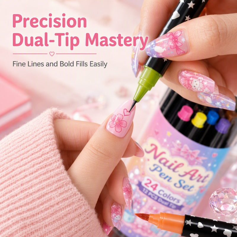 💕LAST DAY-50% OFF🌈24 Colors Dual Ended Nail Art Pens Set1